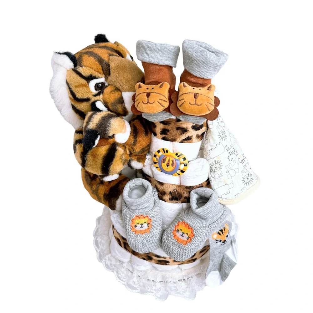 Tiger Diaper Cake, Safari Baby Shower